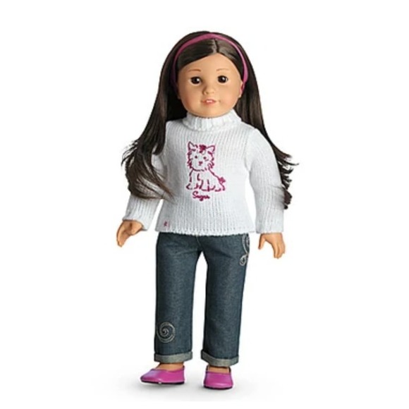 American Girl Doll‎ Sugar Outfit Sweater Top White Pink Dog Knit - Picture 2 of 2